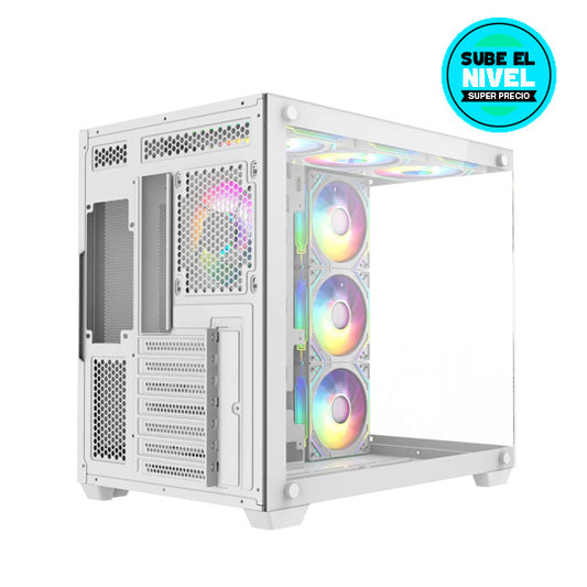 CHASIS  Gamer Iceberg Crystal Cube White 7 Fans ARGB