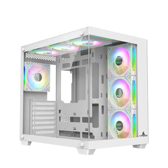 CHASIS  Gamer Iceberg Crystal Cube White 7 Fans ARGB