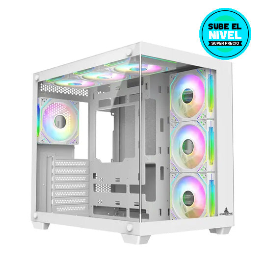 CHASIS  Gamer Iceberg Crystal Cube White 7 Fans ARGB