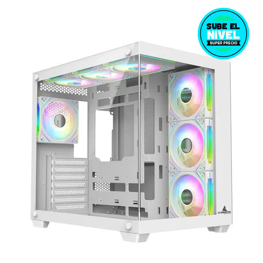 CHASIS  Gamer Iceberg Crystal Cube White 7 Fans ARGB