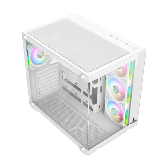 CHASIS  Gamer Iceberg Crystal Cube White 7 Fans ARGB